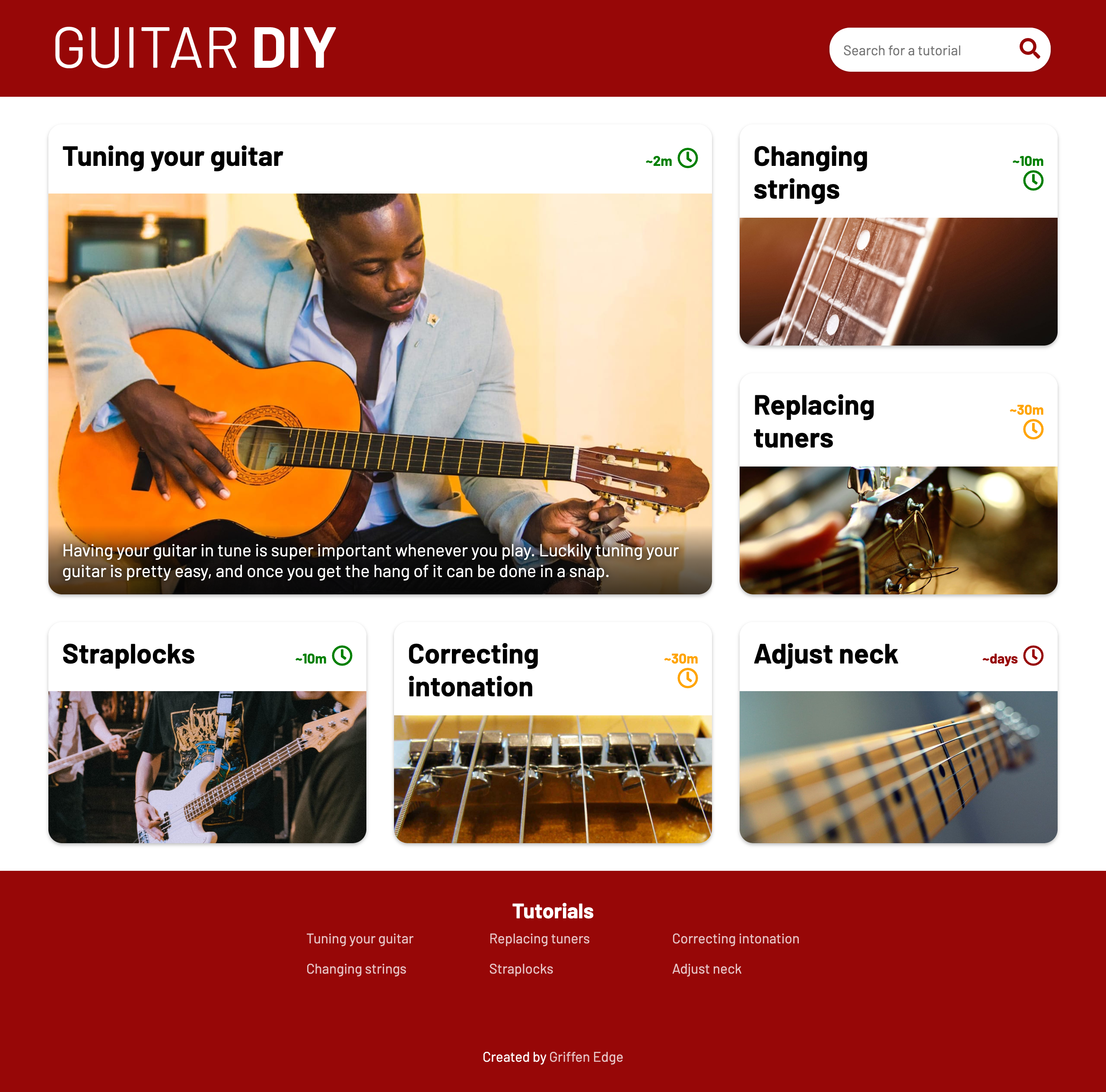 Guitar DIY Homepage Screenshot