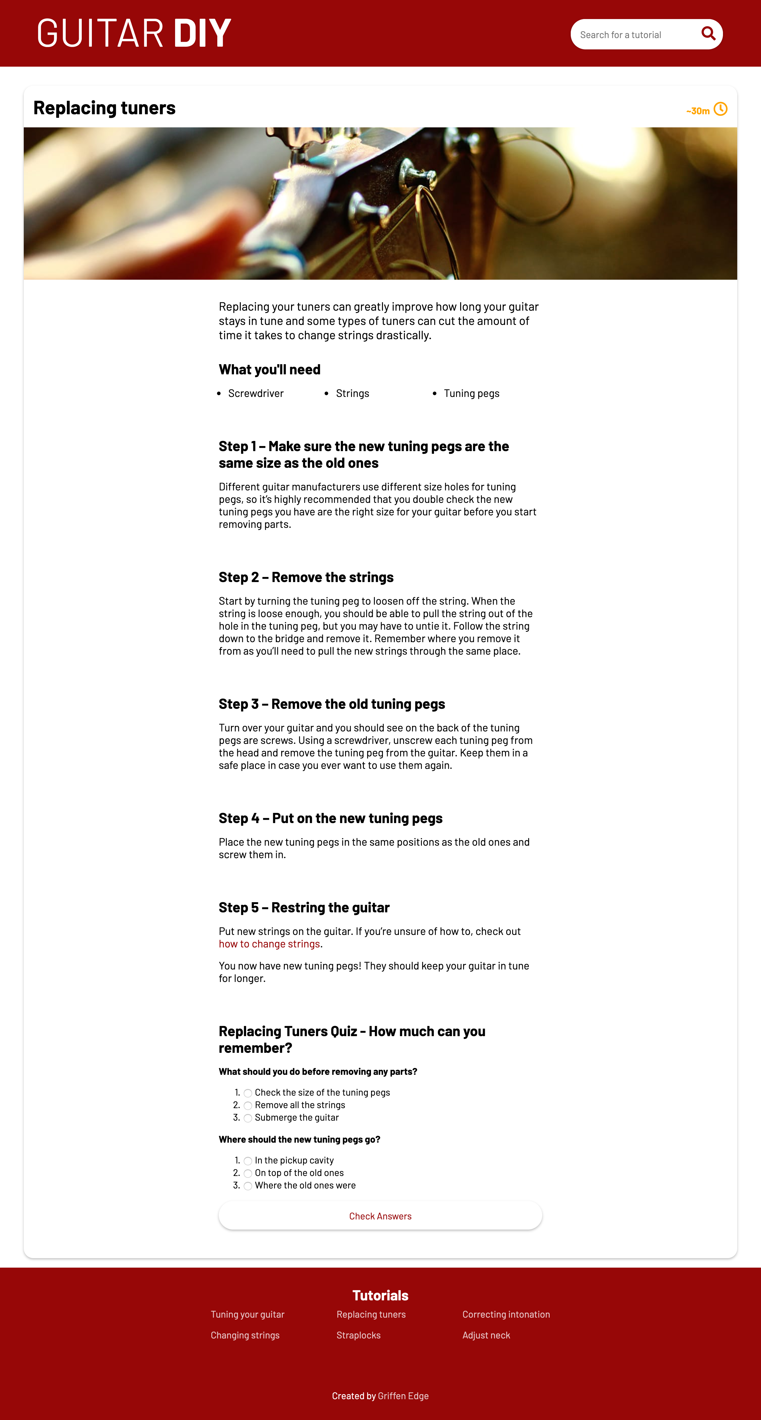 Guitar DIY Replacing Tuners Tutorial Screenshot