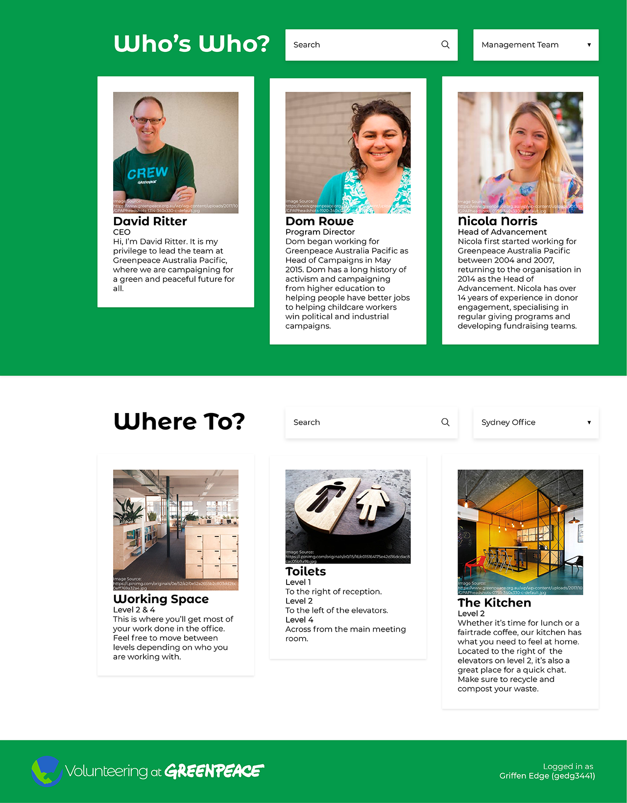 Volunteering at Greenpeace Welcome Page part 2